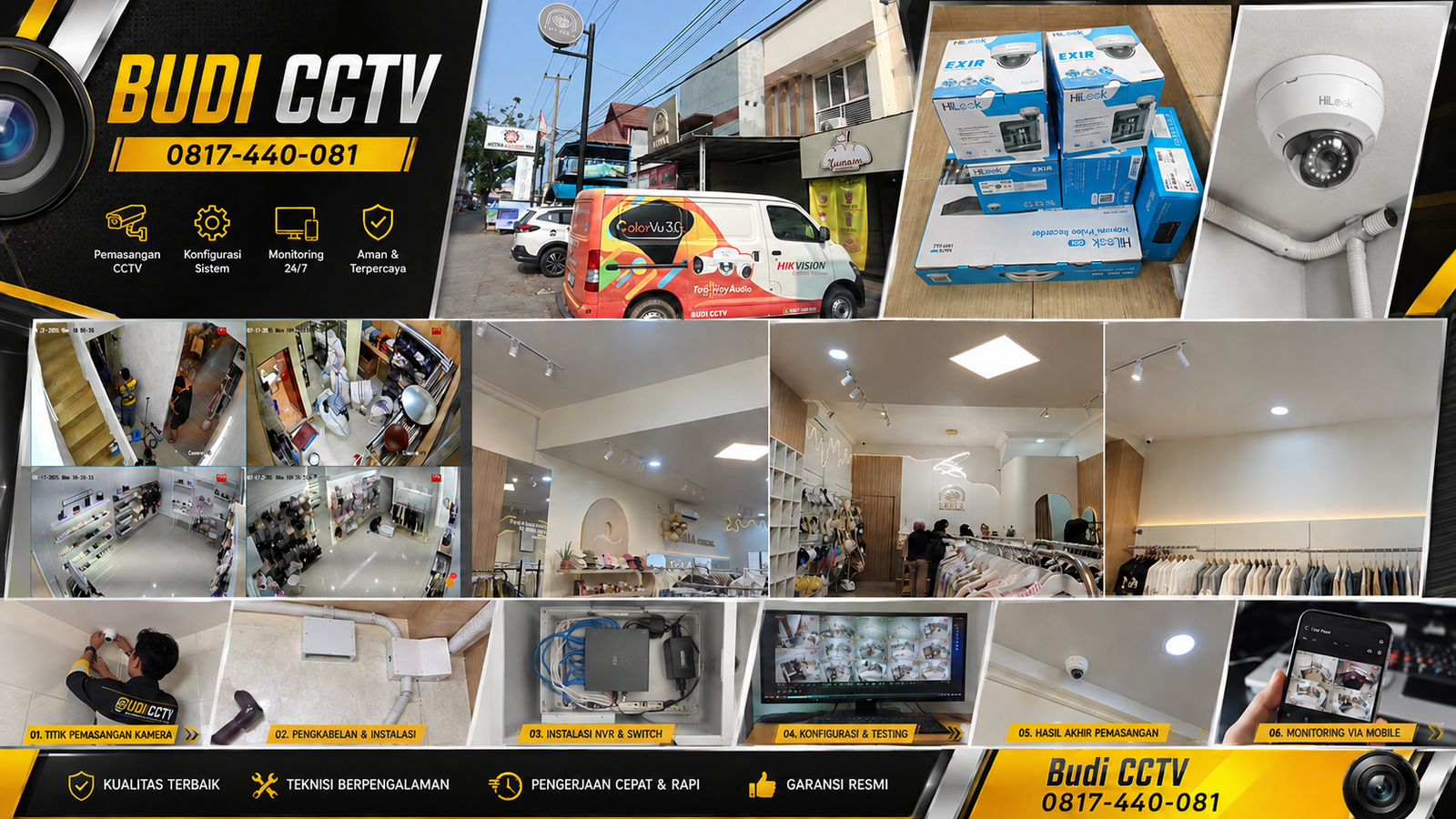 Instalasi CCTV HiLook IP Camera untuk Toko Fasion Batang, Keamanan Terpadu