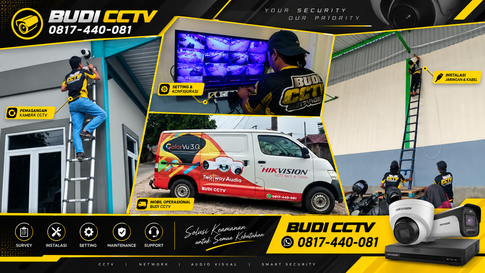 Instalasi CCTV Hikvision di Pabrik Batang dengan Jaminan Garansi Resmi
