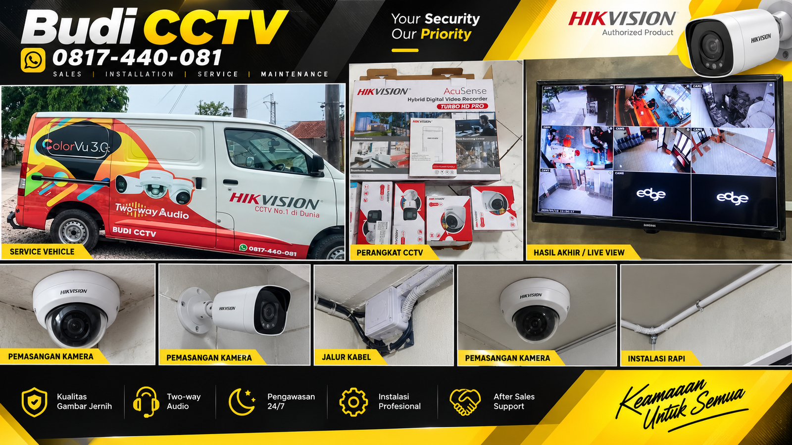 Instalasi CCTV Hikvision di Kafe Batang, Standar Produk Asli dan Terpercaya