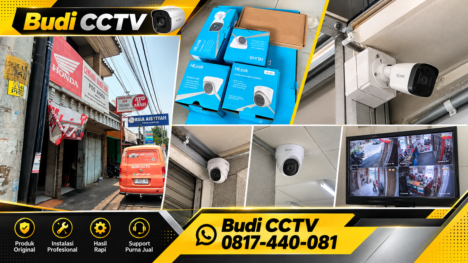 Instalasi CCTV Hilook di Batang untuk Bengkel Motor dengan Akses Pemantauan yang Praktis Terkendali