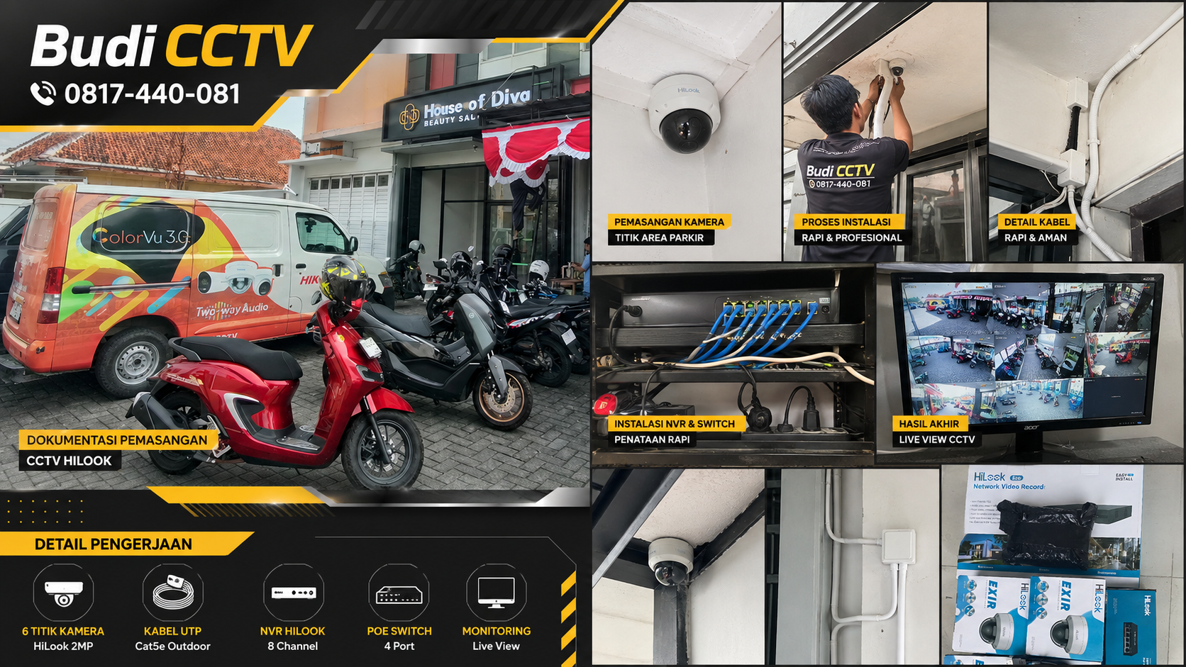 Pemasangan CCTV Hilook IP Camera di House of Diva Beauty Salon, Batang